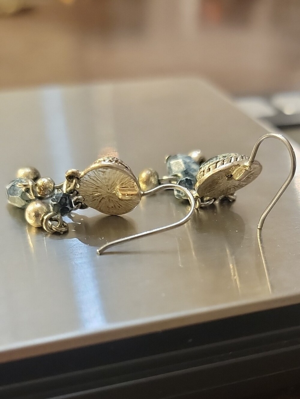 Gold and Silver Mixed Metal Dangle Earrings - Unbranded
